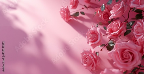 Beautiful pink roses on a pink background. Love, gift, bouquet © Nelia.art