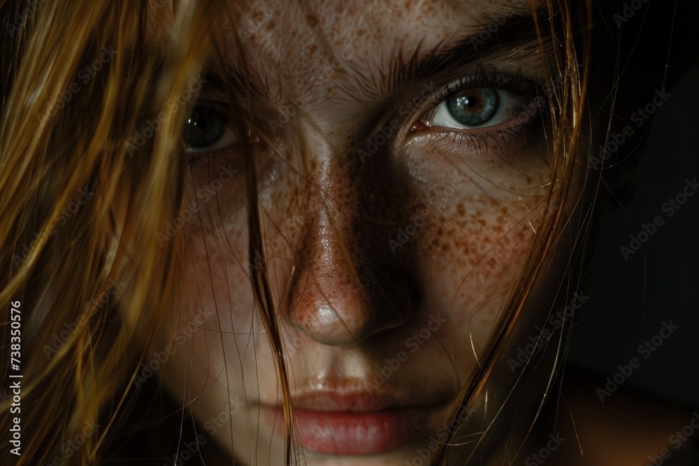 A striking portrait of a woman's face, emphasizing her delicate ...