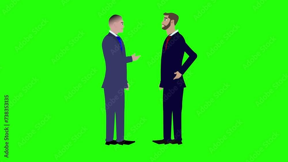 Animation of two business man character talking each other on green screen chroma key Animation of two business man character talking each other on green screen chroma key