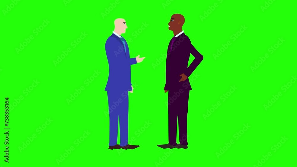 Animation of two business man character talking each other on green screen chroma key Animation of two business man character talking each other on green screen chroma key