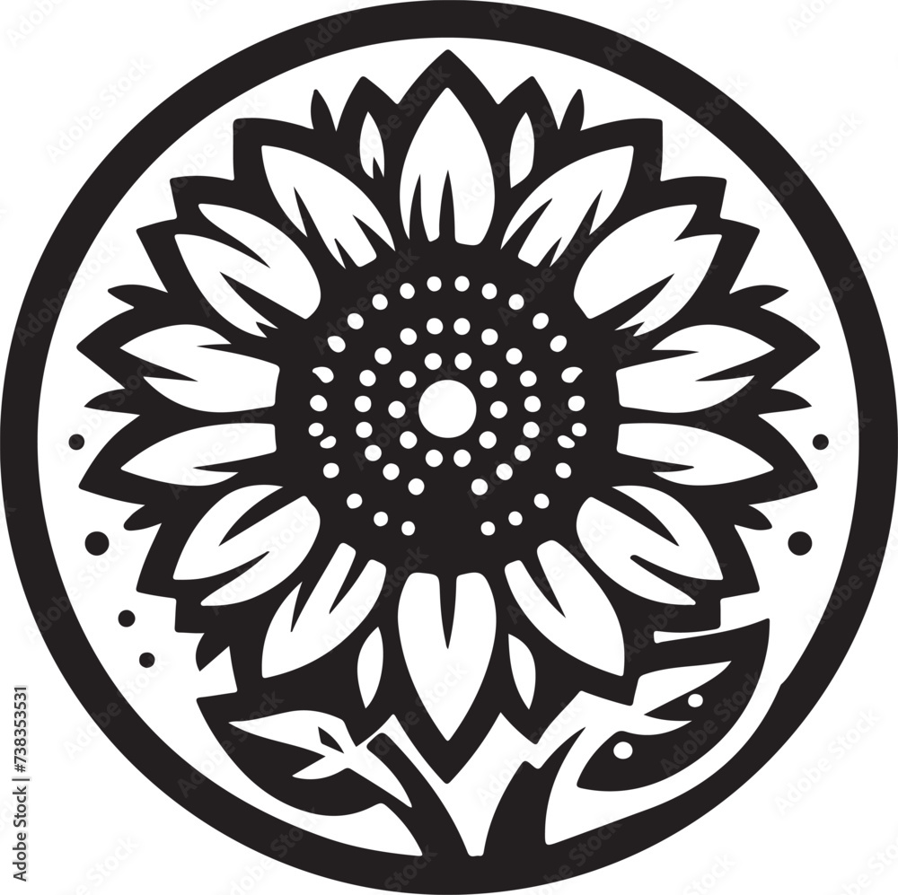 A sunflower Silhouette vector icon Illustration 