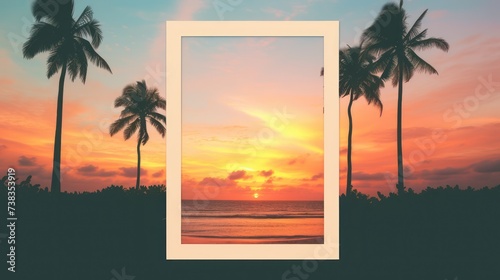 Photo frame blank space for template, with outdoor summer sunset theme   © Muamanah