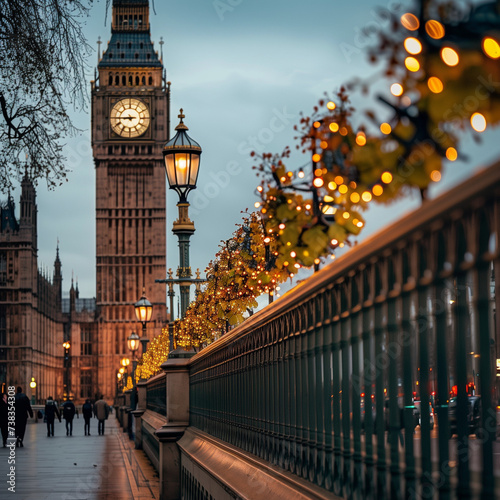 Twilight Ambience at Big Ben with Festive Lights