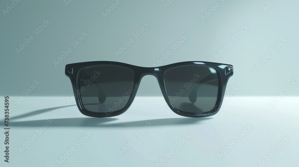 Black glasses showcased against a white background