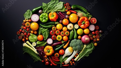 fresh vegetables meticulously arranged in a colorful food pattern  providing ample copy space and highlighting the diverse array of nutritious ingredients essential for healthy eating.