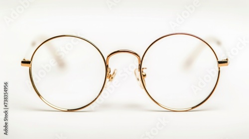 A solitary pair of glasses against a white background