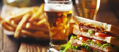 Club sandwich and beer for lunch.
