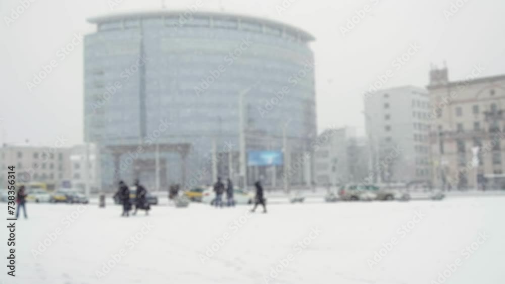 blur, winter city, snowfall in the city, people walking down the street during a snowfall, public transport, city bus, transport in the city, slow motion blur, winter city, snowfall in the city, people walking down the street during a snowfall, public transport, city bus, transport in the city, slow motion