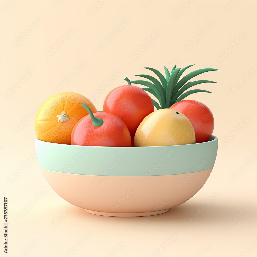 Clay Fruit Bowl 3d Icon, Bowl of Plastic Fruits, Simple Cute Side View 3d Fruit, Minimal Clay Clay Fruit Bowl 3d Icon, Bowl of Plastic Fruits, Simple Cute Side View 3d Fruit, Minimal Clay