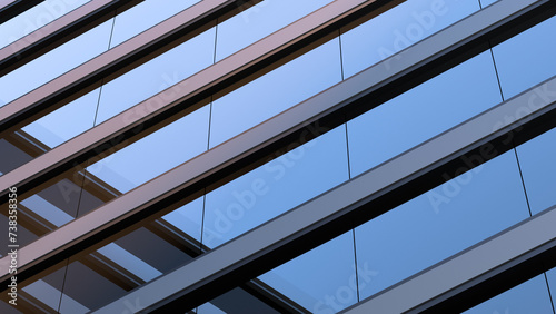 Facade of a modern building, glass windows of a skyscraper, office. Architectural design, building design, banner, wallpaper. 3D render