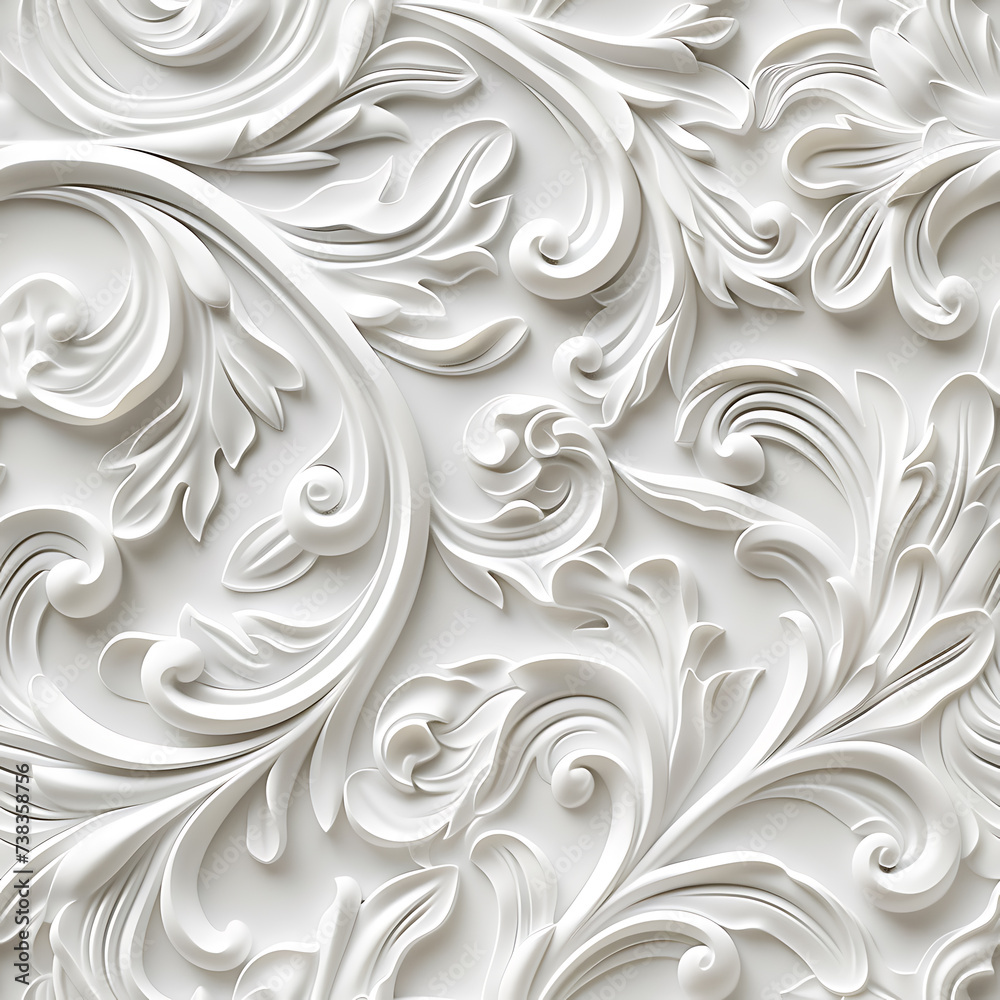 Three dimensional monochromatic white seamless tile