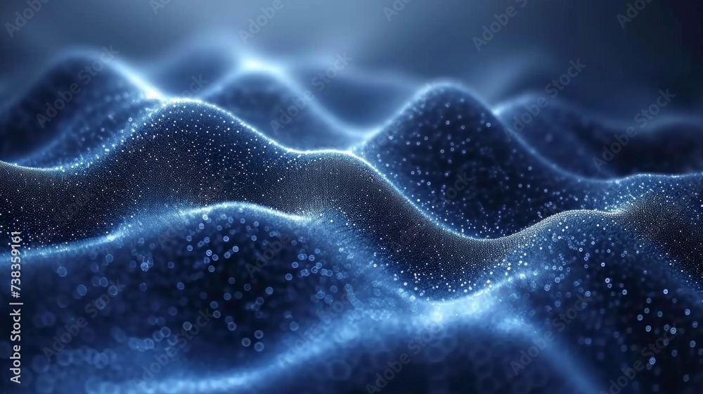 Abstract Mesh Particles Blue Technology Background. Big Data, Computer Science, Connection, Universe Wallpaper Design