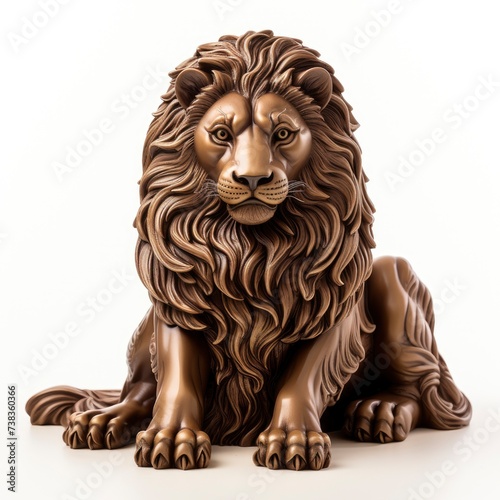 A beautiful and delicious lion chocolate sculpture on isolated white background © ayselucar