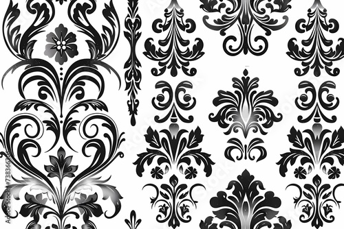 Elegant Collection of Black and White Damask Patterns