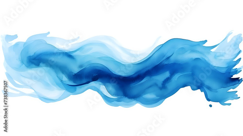 Flowing Blue Watercolor Wave Isolated on White.An expressive blue watercolor wave, perfect for themes of fluidity, movement, and art, isolated on a white background for versatile use.