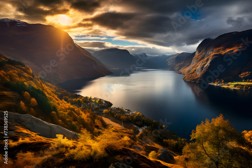 Majestic Autumn Hues: The Ethereal Beauty of a Fjord Amidst the Colours of Fall © Mason
