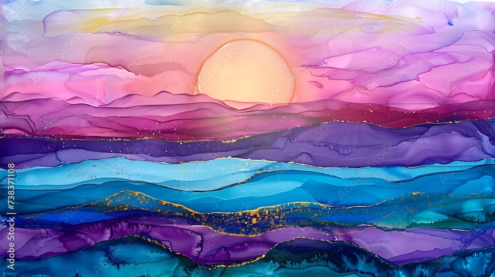 Abstract alcohol ink sunset Abstract alcohol ink sunset