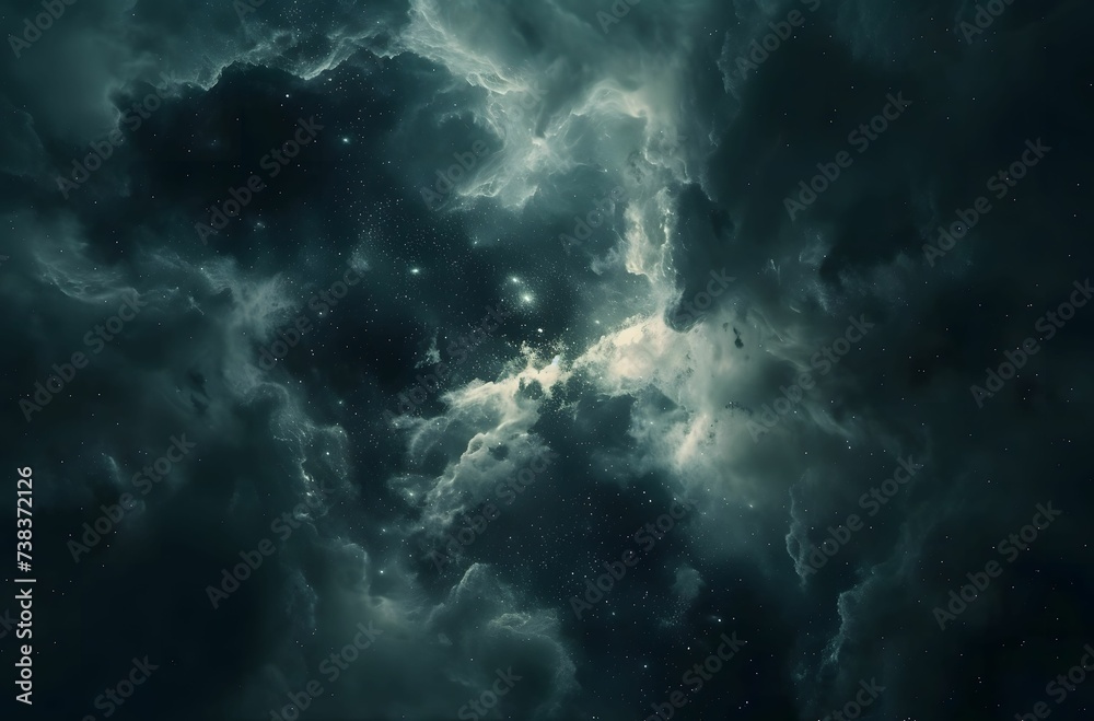 Milky Galaxy in Deep Space, Dark Indigo and Dark Brown Cosmic Abstract Background