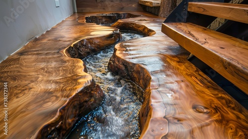Wooden staircases with an epoxy river running down them! 
