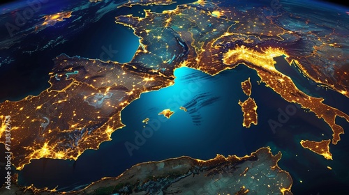 A stunning satellite photo captures Turkey at night from space, showcasing the illuminated city lights spanning across Turkey, Europe, and the Middle East, with the Black Sea and Mediterranean Sea