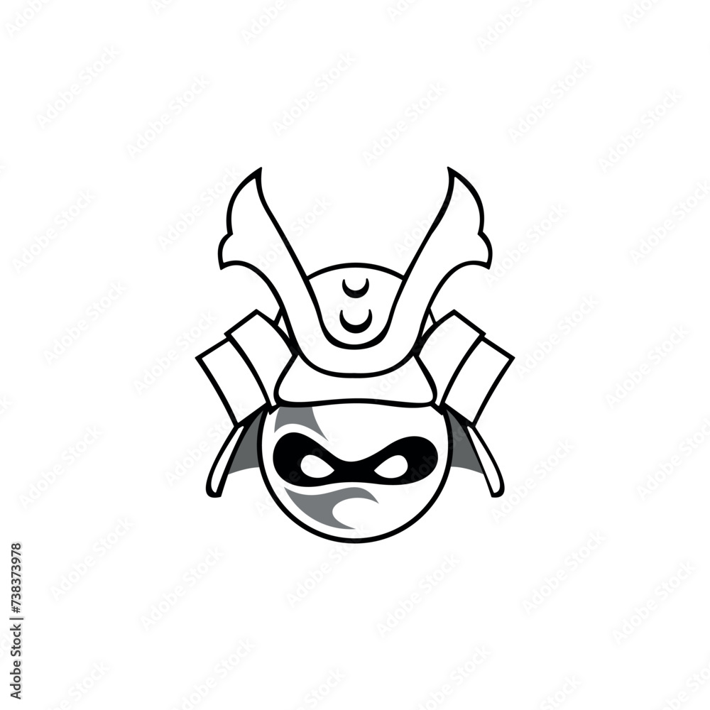 samurai head logo. Icon vector design template in white background. samurai head logo. Icon vector design template in white background.