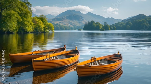 Idyllic Lake Windermere in Lake District National Park  England - England s largest lake nestled amidst rolling hills and charming villages