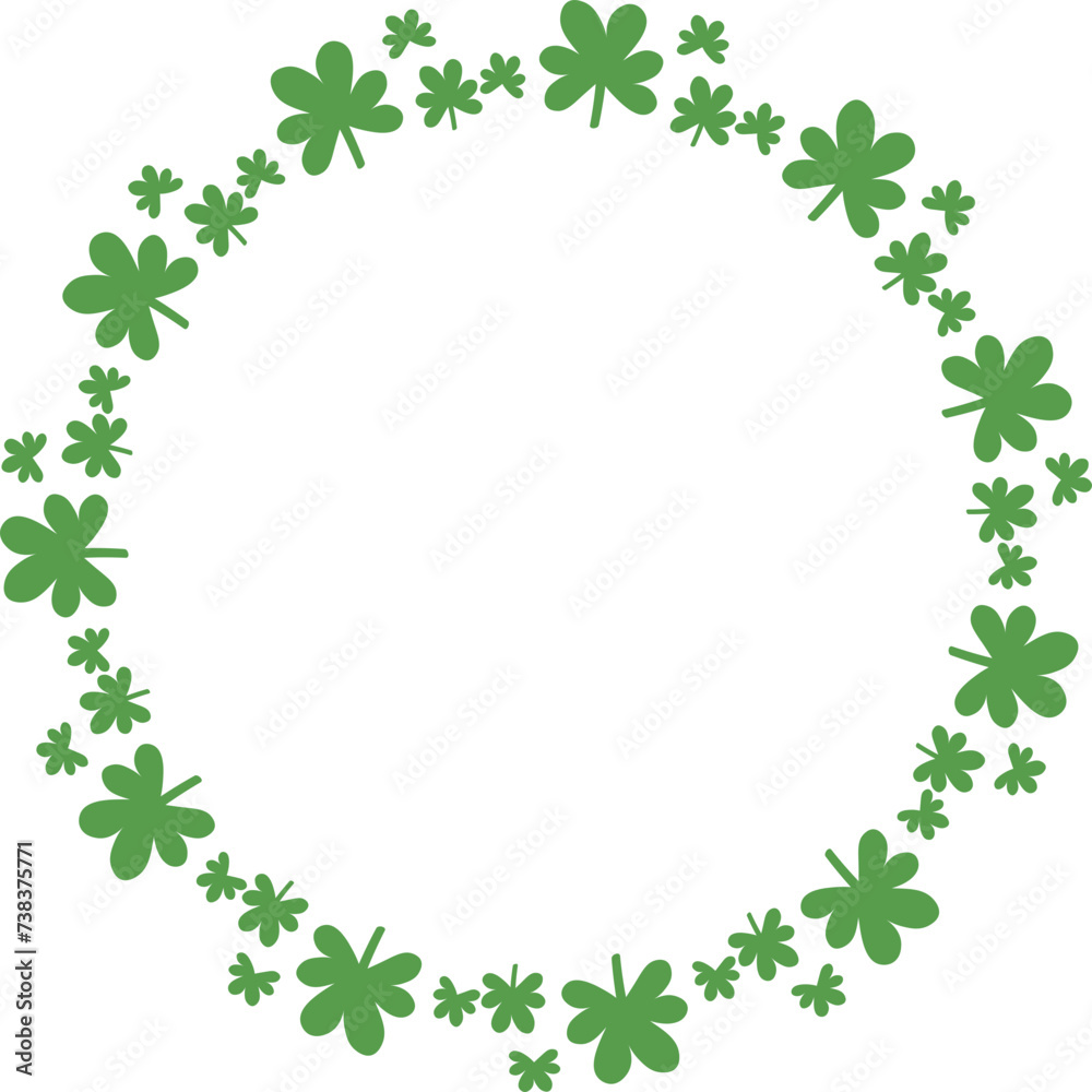 Clover Leaf Round Circle Wreath Border Frame for St Patrick's Day Clover Leaf Round Circle Wreath Border Frame for St Patrick's Day