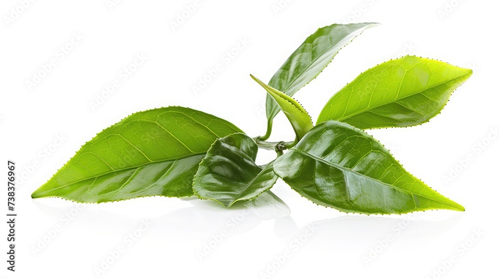 green tea leaf isolated on white background green tea leaf isolated on white background