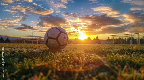 Soccer sunset. Football in the sunset