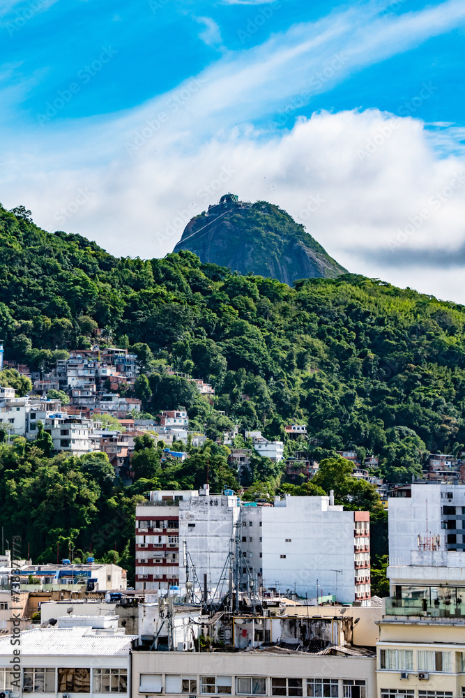 Buildings and City Skyline With Sugarloaf Mountain in Background in Rio De Janeiro Brazil