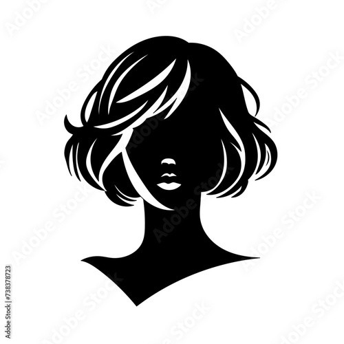 Vector illustration of woman's head silhouette on white separate background