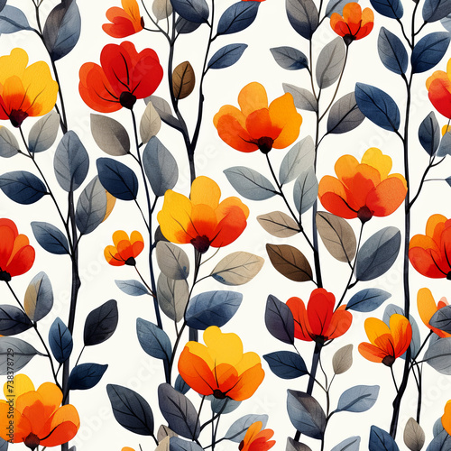 Tile with flowers as background and to fill areas in soft colors, ai generated © Dominique