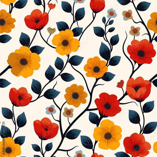 Tile with flowers as background and to fill areas in soft colors  ai generated