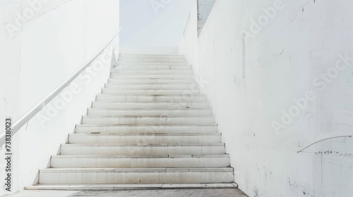 Contemporary Minimalist White Stairway AI Generated. © ArquitecAi