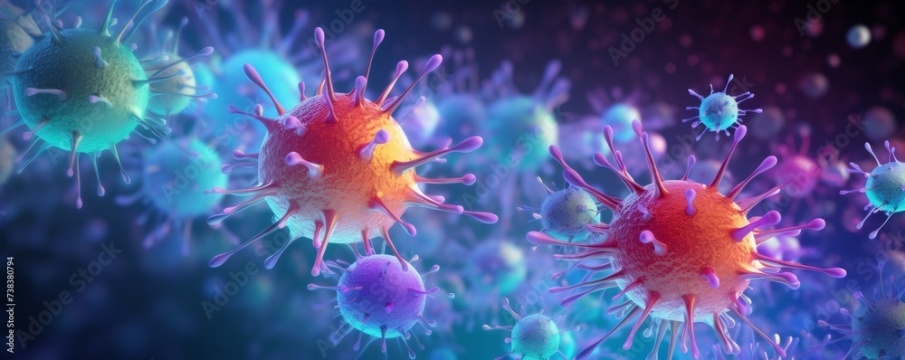 This 3D rendering captures a captivating immune response, with colorful cells dynamically illustrated, showcasing the intricate dance of the body's defense mechanisms. This 3D rendering captures a captivating immune response, with colorful cells dynamically illustrated, showcasing the intricate dance of the body's defense mechanisms.
