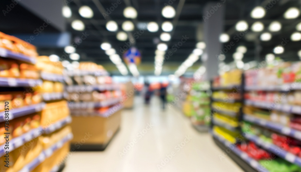 Blurred background, blur grocery supermarket at shopping mall background, business concept