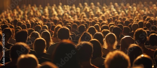 Concert attendees with tickets or passes observe the performance. photo