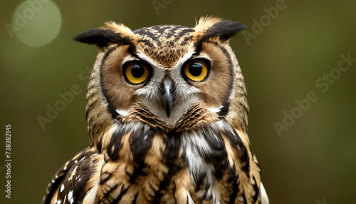 An owl in the thicket of the forest looks with interest 