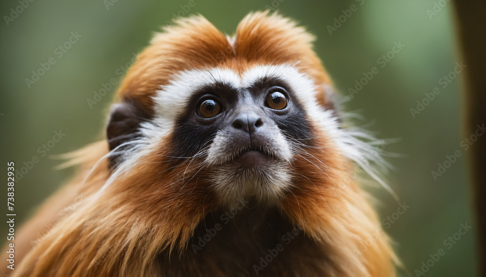 Cute Tamarin Monkey Portrait in Jungle	

