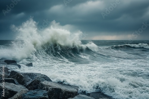 Stormy sea at the coastline