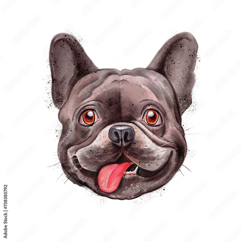 Illustration of a French bulldog on white background