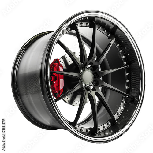 Car wheels, transparent background, isolated image, generative AI photo