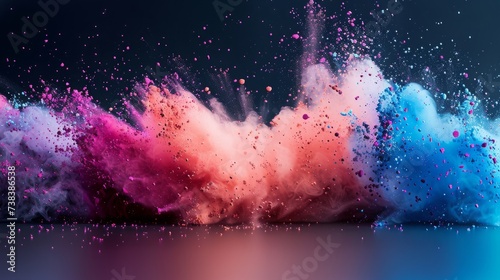 Color paint dustLabor day Red, White and Blue colored dustexplosion background. Splash of American flag colors smoke dust on white background, Independence Day, Memorial Day patriotic abstract pattern