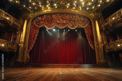 Elegant theater stage set for a performance With a focus on anticipation and artistry