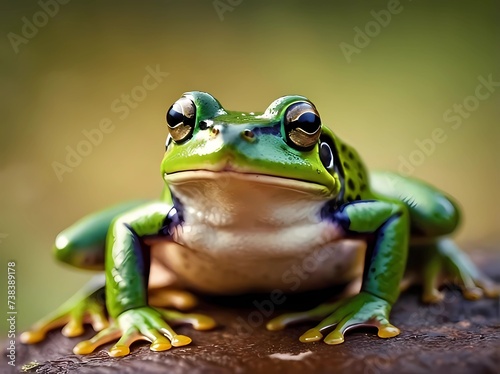 Leap day, one extra day, Leap year 29 February 2024 greeting card. Cute Green Frog Posing with 2024 Numbers on bokeh background. © jamal