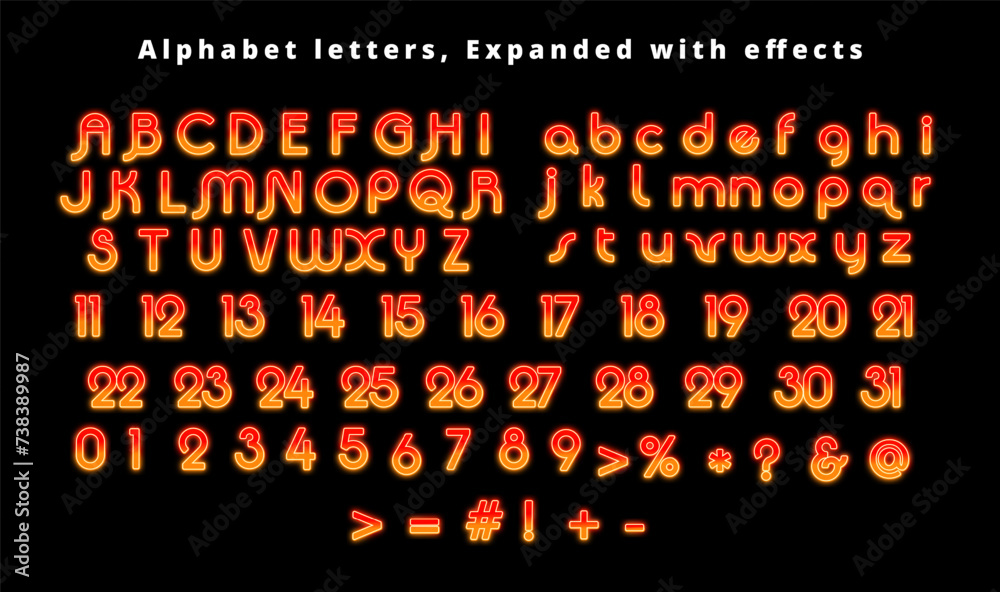 Set Of Alphabet, Gradient Light Alphabet Letters