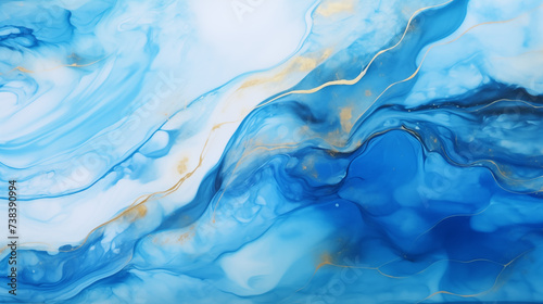 abstract blue paint background with marble pattern © Aku Creative