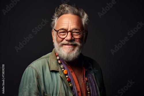 Portrait of a happy senior man with eyeglasses. Studio shot.