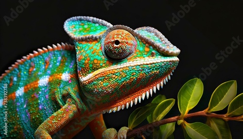 Realistic multicolored chameleon with iridescent skin in speck © adobedesigner