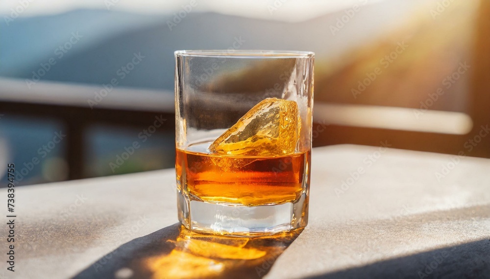 Whisky drink scotch whisky on a table with sun light Whisky drink scotch whisky on a table with sun light